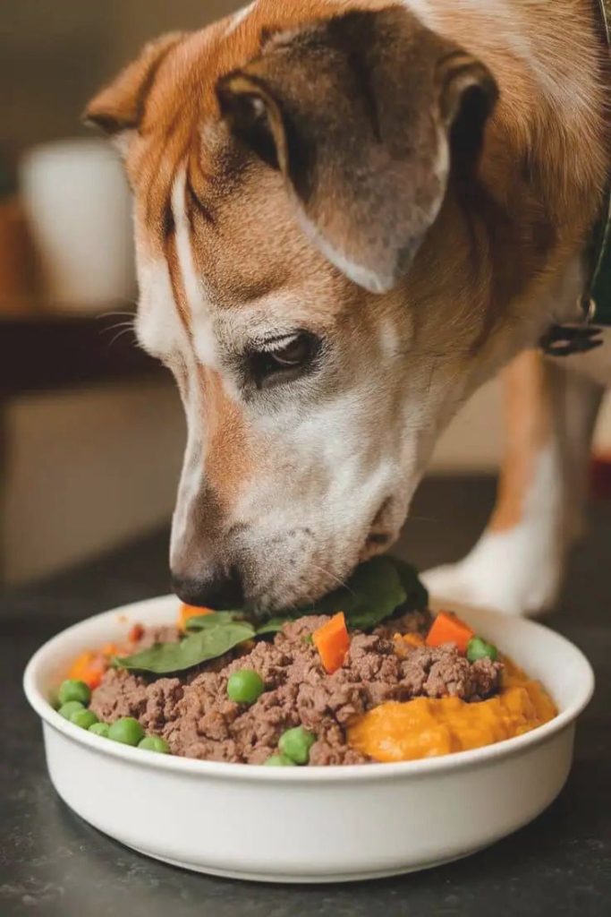 a pet puppy eating nutritious food